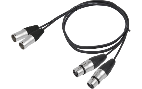 Hochwertiges Verbindungskabel BST ''XLRM-XLRF-1.5X2'' 1m, 2x XLR Stecker u. Buchse