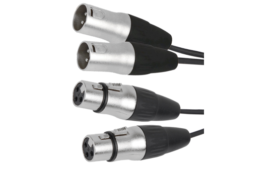Hochwertiges Verbindungskabel BST ''XLRM-XLRF-1.5X2'' 1m, 2x XLR Stecker u. Buchse