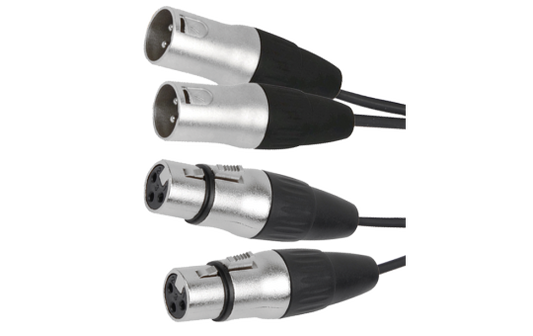 Hochwertiges Verbindungskabel BST ''XLRM-XLRF-1.5X2'' 1m, 2x XLR Stecker u. Buchse