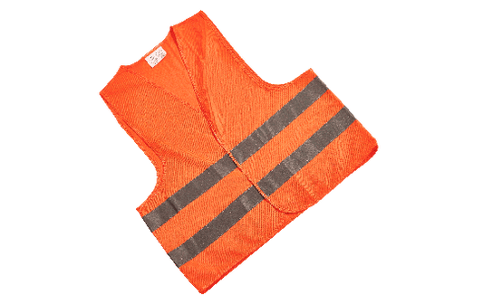 Warnweste, orange, Erwachsene, mit silbernen Reflektoren, waschbar