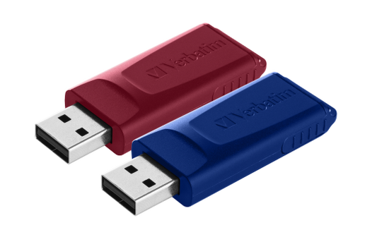 USB 2.0 Stick Verbatim, 32GB, Slider, rot-blau, Multipack, 2er-Pack