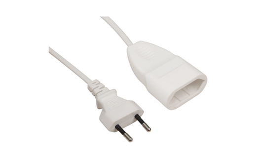 Verlängerungskabel McPower, 2m, Eurostecker auf Eurokupplung, weiß