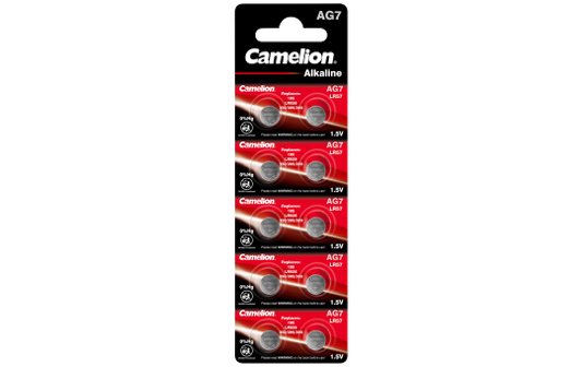 Knopfzelle CAMELION, AG7, 1,5V, Alkaline, 10er-Blister