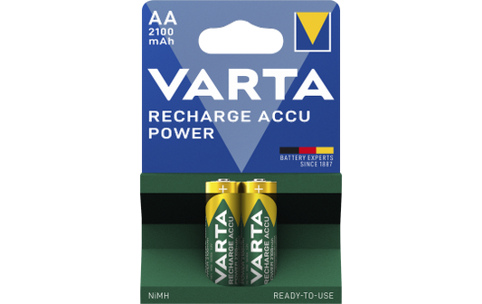 Mignon-Akku VARTA, Typ AA, NiMH-Akku, HR06, 1,2V/2100 mAh, Pre-charged, 2er Pack