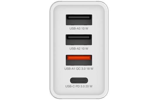 Ladeadapter Verbatim ''CHR-30EU2'', 30W, weiß, 2xUSB-A, 1xUSB-A QC, 1xUSB-C PD
