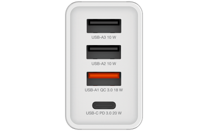 Ladeadapter Verbatim ''CHR-30EU2'', 30W, weiß, 2xUSB-A, 1xUSB-A QC, 1xUSB-C PD