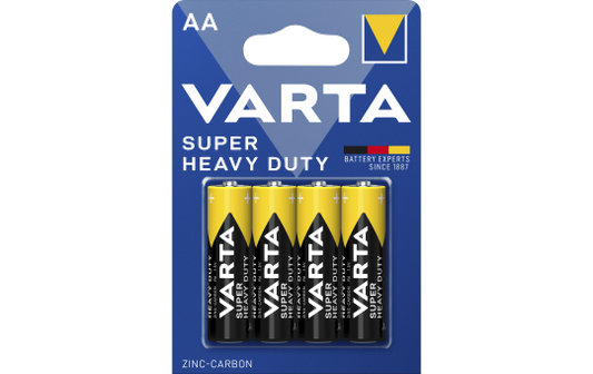 Mignon-Batterie VARTA ''Super Heavy Duty'' Zink-Kohle, Typ AA, 1,5V, R6, 4er-Blister