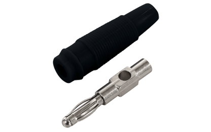 Bananen-Stecker McPower, 4 mm, Querloch, Druckfeder, schwarz, Metall