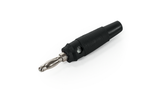Bananen-Stecker McPower, 4 mm, Querloch, Druckfeder, schwarz, Metall