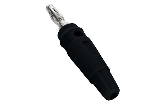 Bananen-Stecker McPower, 4 mm, Querloch, Druckfeder, schwarz, Metall