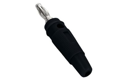 Bananen-Stecker McPower, 4 mm, Querloch, Druckfeder, schwarz, Metall