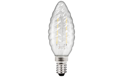 LED Filament Kerzenlampe gedreht McShine ''Filed'', E14, 2W, 260 lm, warmweiß, klar