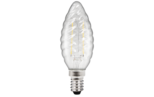 LED Filament Kerzenlampe gedreht McShine ''Filed'', E14, 2W, 260 lm, warmweiß, klar