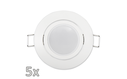 Einbauleuchten-Set McShine, 5xRahmen, 5xLED-Modul, 5W, 440lm, 230V, weiß,