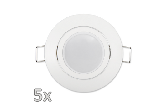 Einbauleuchten-Set McShine, 5xRahmen, 5xLED-Modul, 5W, 440lm, 230V, weiß,