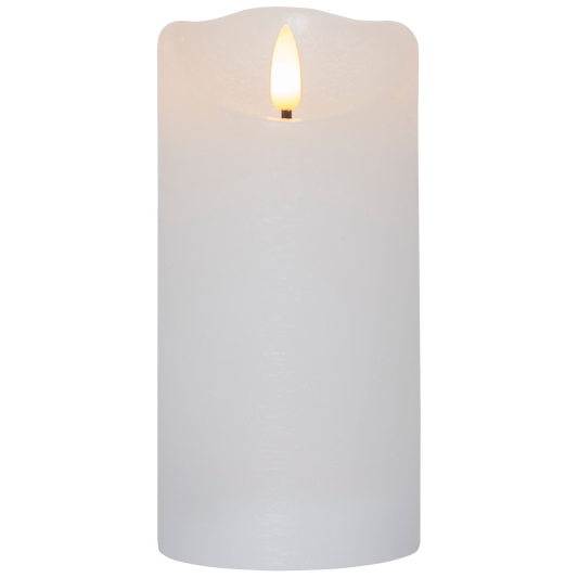LED Echtwachs-Kerze ''Flamme Rustic'', weiß, 15x7.5cm, Timer