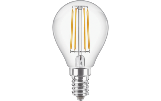 LED-Tropfenlampe Philips ''Classic'', E14, 4,3W, 2700K, 470lm, 230V, klar