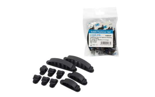 Kabelhalter-Set, ABS, 10 Stk., schwarz, selbstklebend