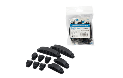 Kabelhalter-Set, ABS, 10 Stk., schwarz, selbstklebend