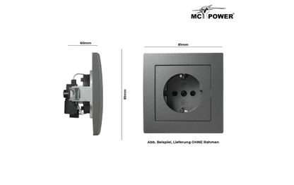 Schutzkontakt-Steckdose McPower ''Flair'', 250V~/16A, Steckanschluss, anthrazit