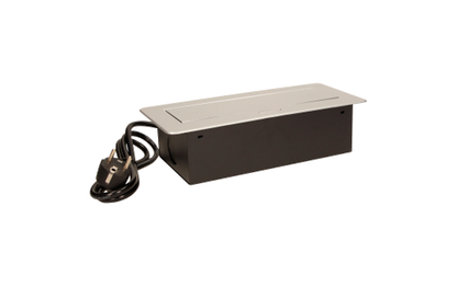 Tisch-Einbausteckdose, 3fach, silber-schwarz, 2500W, 1,5m Anschlusskabel