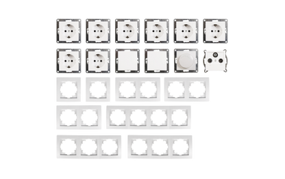 Schalter und Steckdosen Set McPower Flair ''Wohnlandschaft Dimmer'', 20-teilig, weiß