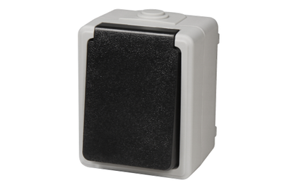 Feuchtraum Steckdose McPower ''Taff'', 250V~/16A, IP44, AP, grau