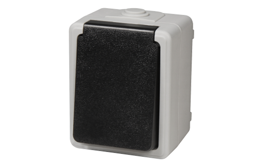 Feuchtraum Steckdose McPower ''Taff'', 250V~/16A, IP44, AP, grau
