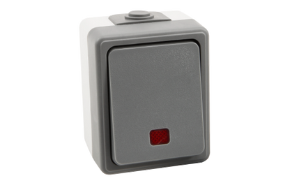 Feuchtraum Orientierungs-Schalter McPower ''Secure'', 250V~/10A, IP44, AP, grau