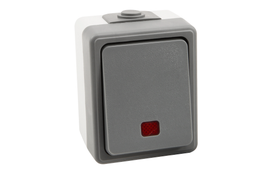 Feuchtraum Orientierungs-Schalter McPower ''Secure'', 250V~/10A, IP44, AP, grau