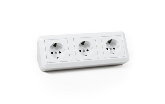 Steckdosenblock McPower ''Cup'' 250V~/16A, Aufbau, weiß, 3-fach Schutzkontakt