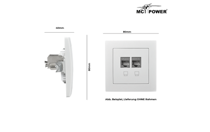Netzwerk-Dose McPower ''Flair'' CAT6A, UP, weiß, vollgeschirmt