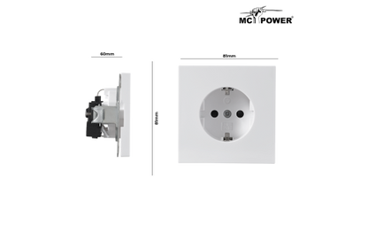 Schutzkontakt-Steckdose McPower ''Shallow'' 250V~/16A, UP, Steckanschluss, weiß