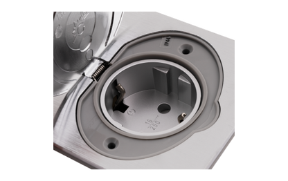Boden Einbausteckdose, IP44, Edelstahl, 3680W, incl. Gerätedose Winddicht