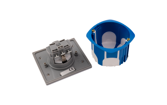 Boden Einbausteckdose, IP44, Edelstahl, 3680W, incl. Gerätedose Winddicht