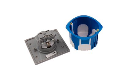 Boden Einbausteckdose, IP44, Edelstahl, 3680W, incl. Gerätedose Winddicht