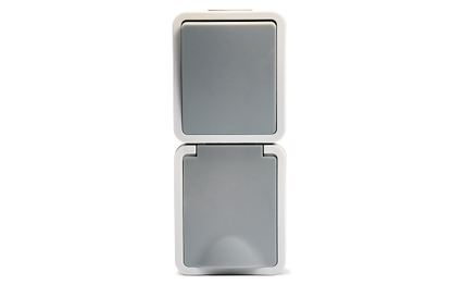 Feuchtraum Kombi-Dose McPower ''Fix'',Schalter+Steckdose,Steckanschluss, 250V~, AP