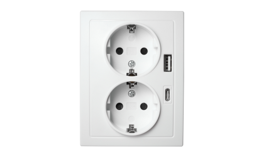Schutzkontakt-Steckdose McPower ''Flair'' 2-fach, 250V~/16A, USB-A+C, PD20W, weiß
