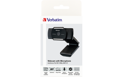Webcam Verbatim AWC-01- Full-HD 1080p, schwarz, 2560x1440, 30 FPS, USB