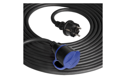 Netzkabel Schutzkontakt-Verlängerung, 20m, 3x1,5mm², IP44, schwarz