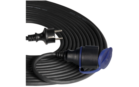 Netzkabel Schutzkontakt-Verlängerung, 20m, 3x1,5mm², IP44, schwarz