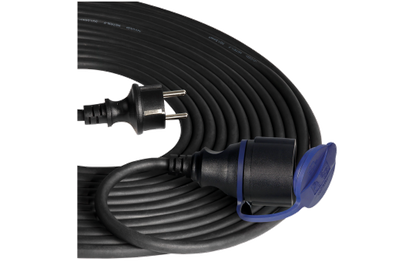 Netzkabel Schutzkontakt-Verlängerung, 20m, 3x1,5mm², IP44, schwarz