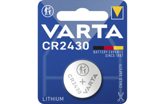 Lithium-Knopfzelle VARTA ''Electronics'', CR 2430, 280mAh, 3V, 1er-Blister