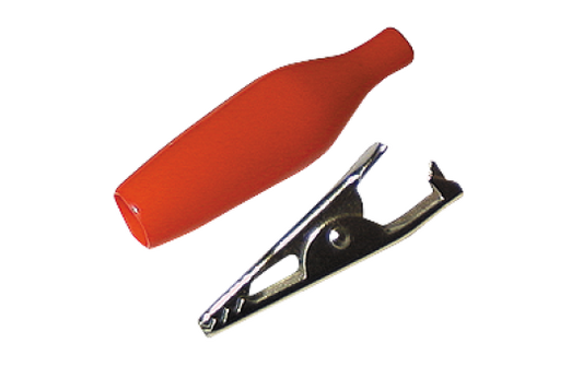 Krokodilklemme, 33 mm, rot, Aufschub-Isolierung