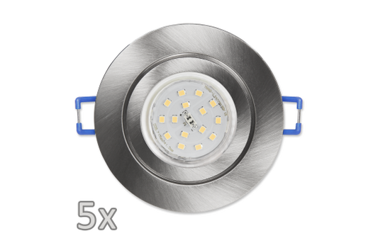 Einbauleuchten-Set McShine, 5xRahmen, 5xLED-Strahler, GU10, 5W, 500lm, Edelstahl