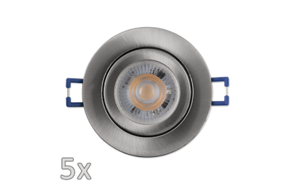 Einbauleuchten-Set McShine, 5xRahmen, 5xLED-Modul, 5W, 400lm, 230V, Edelstahl