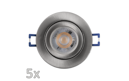 Einbauleuchten-Set McShine, 5xRahmen, 5xLED-Modul, 5W, 400lm, 230V, Edelstahl