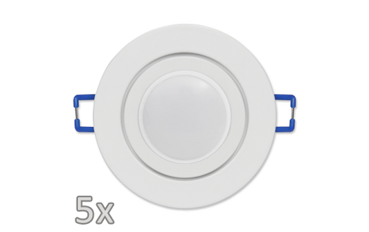 Einbauleuchten-Set McShine, 5xRahmen, 5xLED-Modul, 3W, 265lm, 230V, weiß, IP44