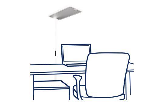 LED-Schreibtisch-Stehleuchte ROLF KERN „Office-Pro“ mit Touch Display, PIR & Tageslicht-Sensor