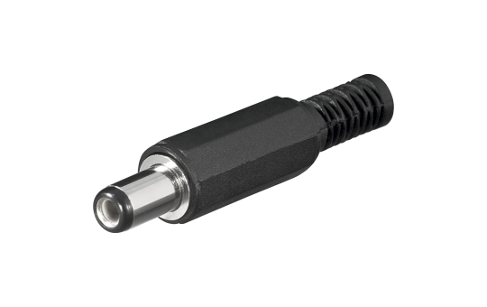 DC-Stecker mit Knickschutz, 2,1x5,5mm, Schaftlänge 9mm